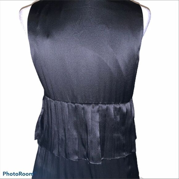 Abaete black satin tiered sleeveless dress NWT size 8 - Picture 6 of 6